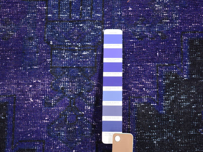 Tabriz Vintage hand-knotted wool runner in Overdyed & Blue, 4'3" x 7'10" — SKU O080862 (view 4)