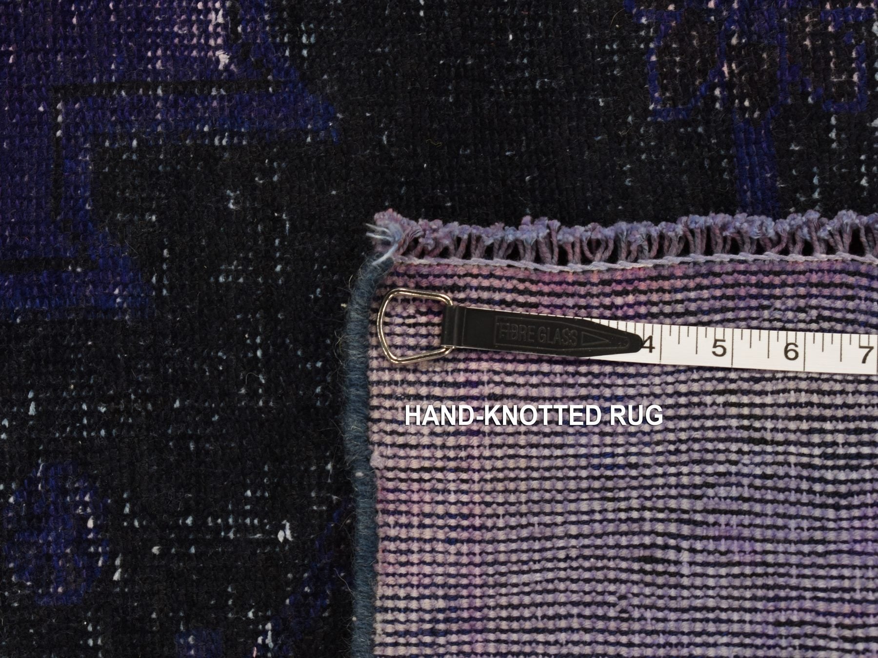 Tabriz Vintage hand-knotted wool runner in Overdyed & Blue, 4'3" x 7'10" — SKU O080862 (view 7)