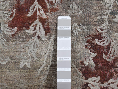 Grey 5'2" x 7'1" Transitional Hand knotted Wool/Silk Rug - Sku: O080885
