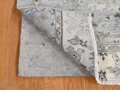 Grey 2'0" x 2'1" Oushak And Peshawar Hand knotted Wool/Silk Rug - Sku: O080907