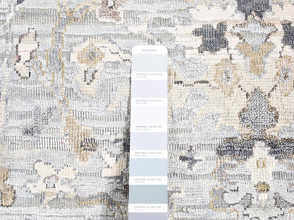 Oushak Oushak hand-knotted wool/silk rug in Gray, 2' x 2'1" — SKU O080907 (view 3)