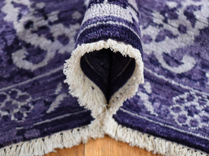 Tabriz Transitional hand-knotted wool/silk rug in Purple, 4'10" x 6'8" — SKU O080908 (view 4)