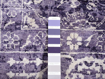 Tabriz Transitional hand-knotted wool/silk rug in Purple, 4'10" x 6'8" — SKU O080908 (view 5)