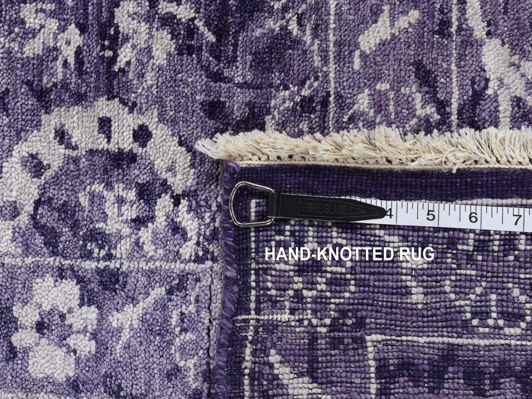 Tabriz Transitional hand-knotted wool/silk rug in Purple, 4'10" x 6'8" — SKU O080908 (view 8)