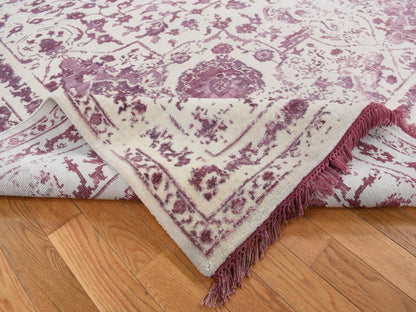 Transitional hand-knotted wool/silk rug in Ivory, 9'2" x 12'1" — SKU O080910 (view 5)