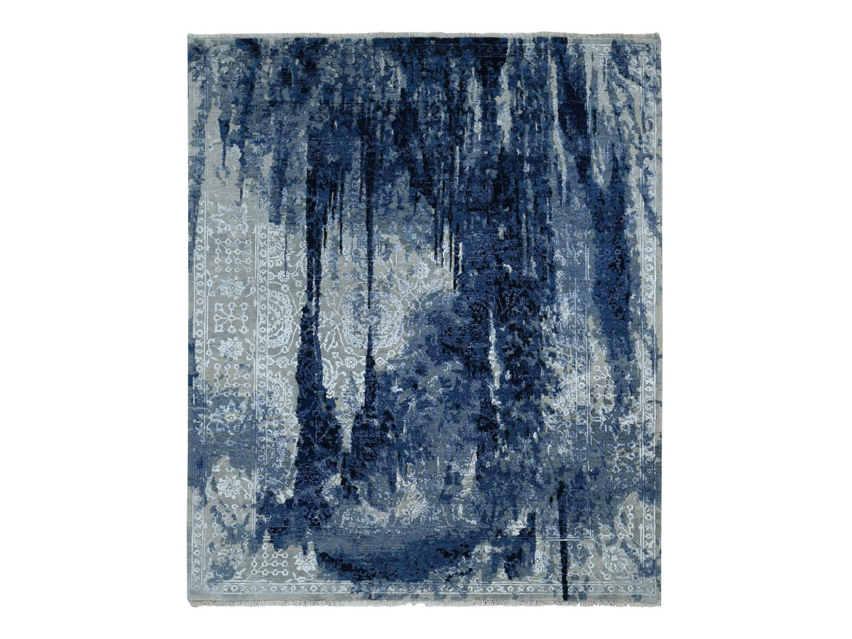 Transitional hand-knotted wool/silk rug in Gray, 8' x 9'9" — SKU O080912