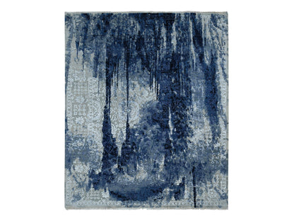Transitional hand-knotted wool/silk rug in Gray, 8' x 9'9" — SKU O080912