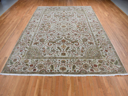 Transitional hand-knotted wool/silk rug in Gray & Mojave Desert, 10'1" x 13'9" — SKU O080915 (view 2)