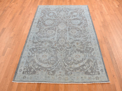 Peshawar White Wash Vintage & Silver Wash hand-knotted wool rug in Blue, 5'9" x 9' — SKU O080917 (view 2)