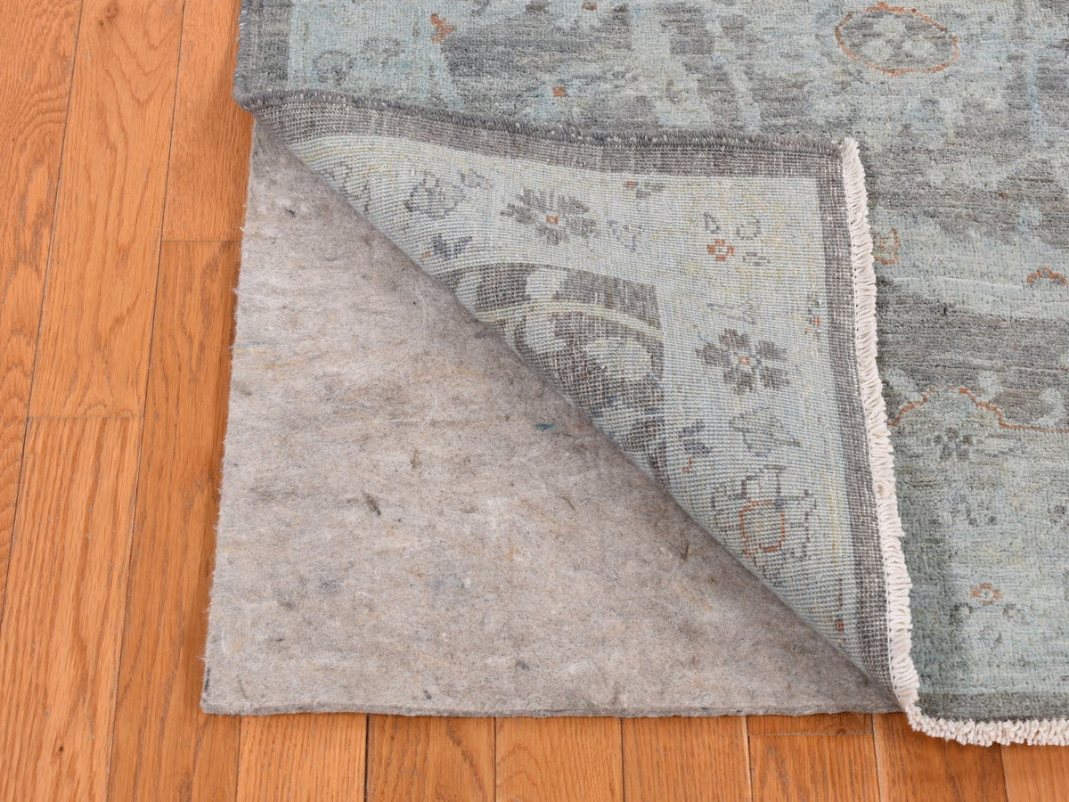 Peshawar White Wash Vintage & Silver Wash hand-knotted wool rug in Blue, 5'9" x 9' — SKU O080917 (view 4)