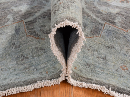 Peshawar White Wash Vintage & Silver Wash hand-knotted wool rug in Blue, 5'9" x 9' — SKU O080917 (view 6)