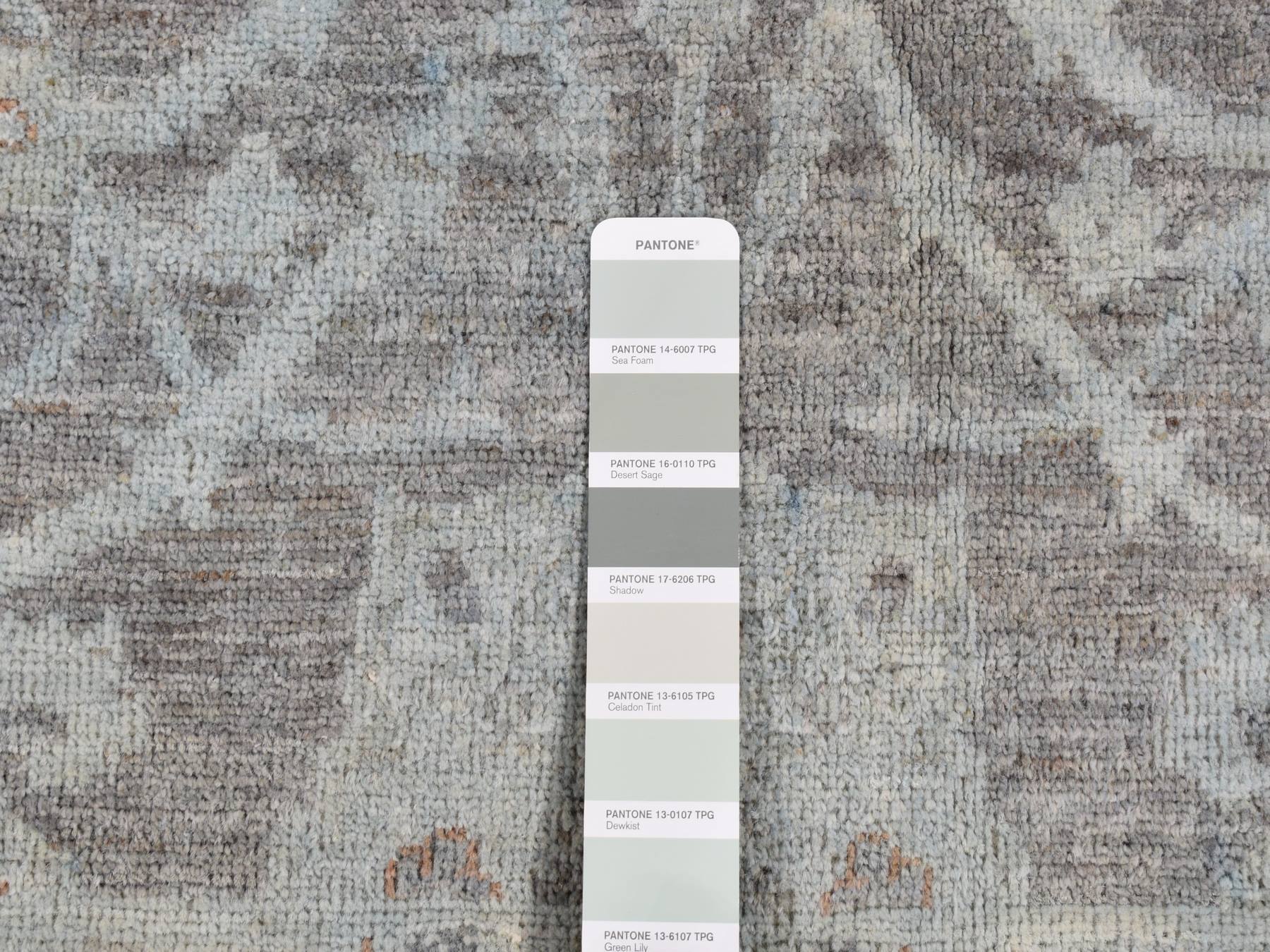 Peshawar White Wash Vintage & Silver Wash hand-knotted wool rug in Blue, 5'9" x 9' — SKU O080917 (view 7)