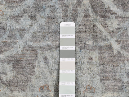 Peshawar White Wash Vintage & Silver Wash hand-knotted wool rug in Blue, 5'9" x 9' — SKU O080917 (view 7)