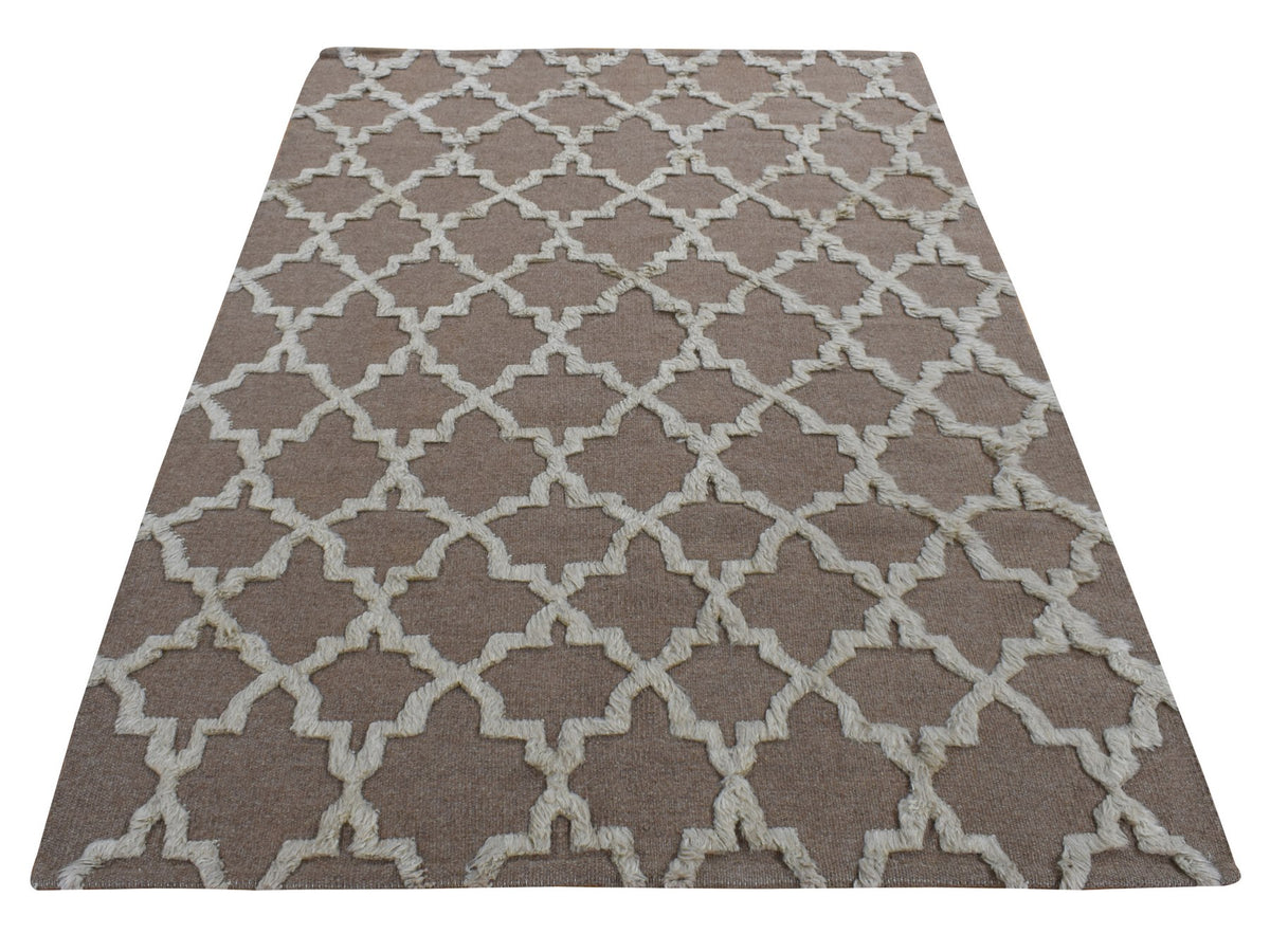 Kilim Modern / Contemporary hand-knotted wool rug in Brown, 5' x 7' — SKU O080921