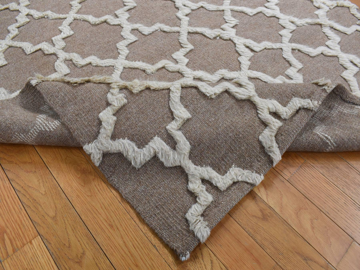 Kilim Modern / Contemporary hand-knotted wool rug in Brown, 5' x 7' — SKU O080921 (view 2)