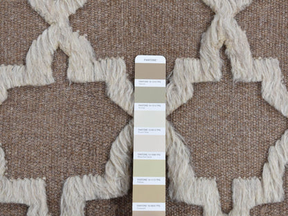Brown 5'0" x 7'0" Modern / Contemporary Hand knotted Wool Rug - Sku: O080921