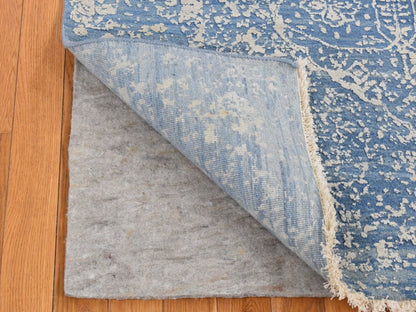 Blue 5'1" x 7'0" Transitional Hand knotted Wool/Silk Rug - Sku: O080927