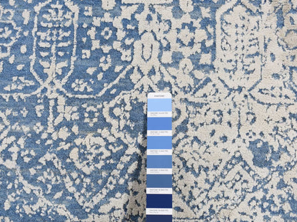 Blue 5'1" x 7'0" Transitional Hand knotted Wool/Silk Rug - Sku: O080927
