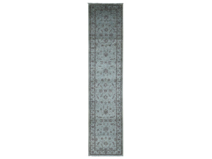 Mahal Vintage hand-knotted wool runner in Overdyed & Silver, 2'8" x 13' — SKU O080932