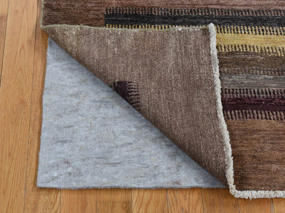 Gabbeh Modern / Contemporary hand-knotted wool/silk rug in Brown, 5'4" x 7'8" — SKU O080940 (view 2)