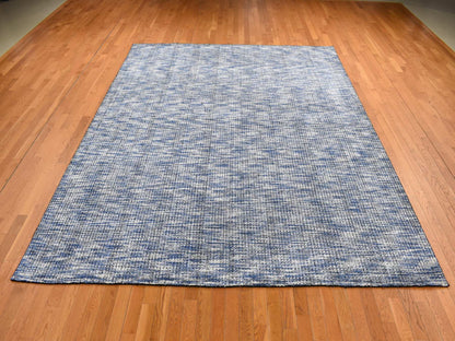 Blue 9'2" x 12'0" Modern and Contemporary Handloom Wool/Silk Rug - Sku: O080945