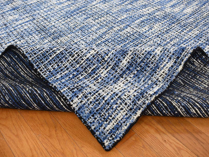 Blue 9'2" x 12'0" Modern and Contemporary Handloom Wool/Silk Rug - Sku: O080945