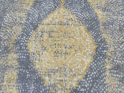 Grey 5'2" x 7'0" Transitional Hand knotted Wool/Silk Rug - Sku: O080962