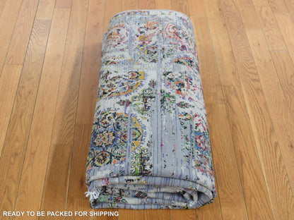 Modern / Contemporary hand-knotted wool/silk rug in Gray, 6' x 9'1" — SKU O080965 (view 8)