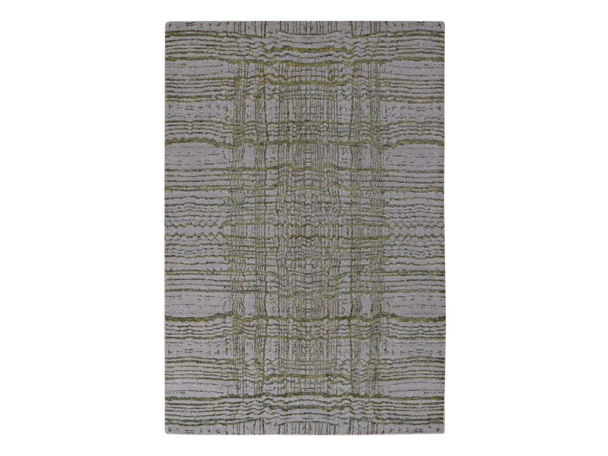 Modern / Contemporary hand-knotted wool/silk rug in Gray, 6' x 8'9" — SKU O080968
