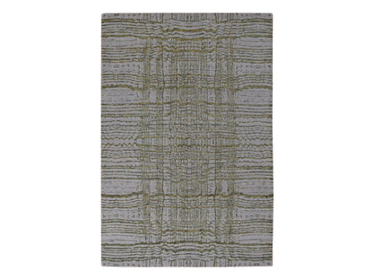 Modern / Contemporary hand-knotted wool/silk rug in Gray, 6' x 8'9" — SKU O080968