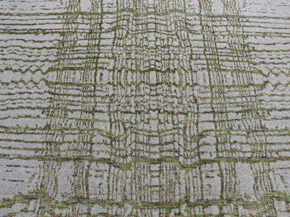 Grey 6'0" x 8'9" Modern / Contemporary Handloom Wool/Silk Rug - Sku: O080968