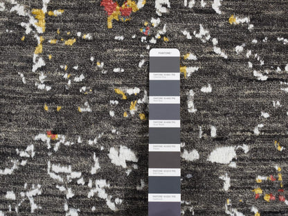 Black 6'1" x 9'2" Transitional Hand knotted Wool/Silk Rug - Sku: O080969
