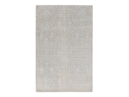 Ivory 6'1" x 9'4" Modern and Contemporary Hand knotted Wool/Silk Rug - Sku: O080971