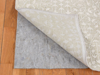Ivory 6'1" x 9'4" Modern and Contemporary Hand knotted Wool/Silk Rug - Sku: O080971