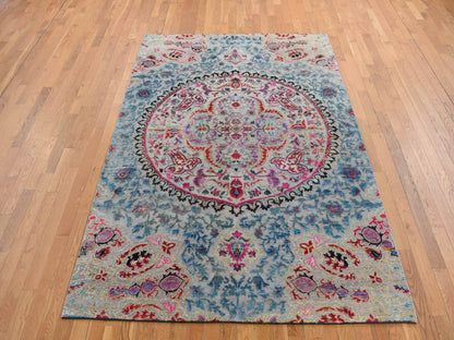 Maharaja hand-knotted wool/sari silk rug in Brown, 6' x 9' — SKU O080972 (view 2)