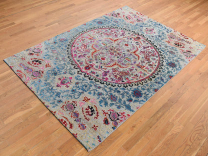 Brown 6'0" x 9'0" Maharaja Hand knotted Wool/Silk Rug - Sku: O080972