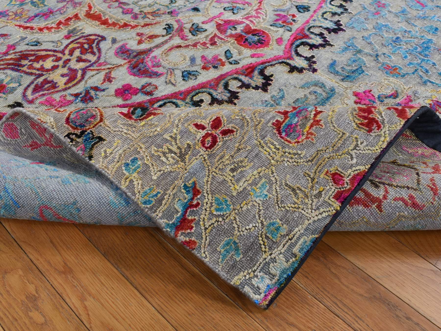 Maharaja hand-knotted wool/sari silk rug in Brown, 6' x 9' — SKU O080972 (view 5)