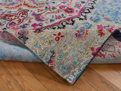 Maharaja hand-knotted wool/sari silk rug in Brown, 6' x 9' — SKU O080972 (view 5)