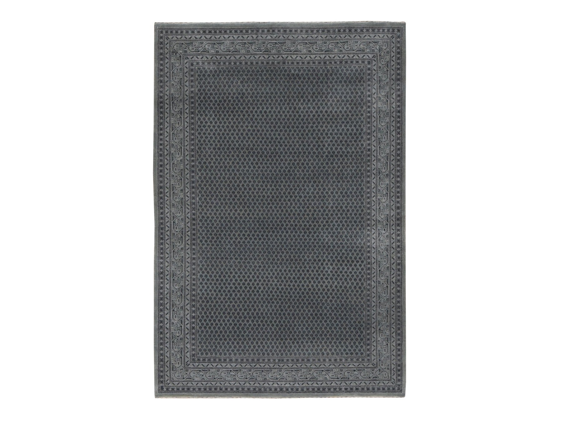 Sarouk Fine Oriental hand-knotted wool/silk rug in Gray, 6' x 9' — SKU O080974