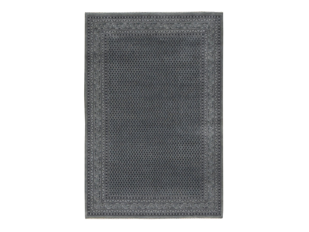 Sarouk Fine Oriental hand-knotted wool/silk rug in Gray, 6' x 9' — SKU O080974