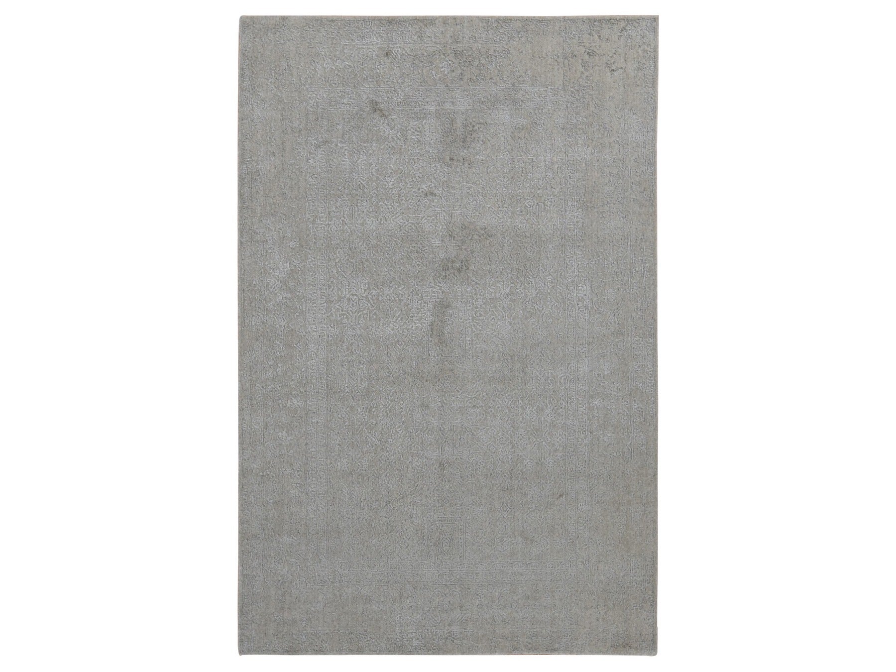 Modern / Contemporary hand-knotted wool/art silk rug in Gray, 5'9" x 9' — SKU O080977