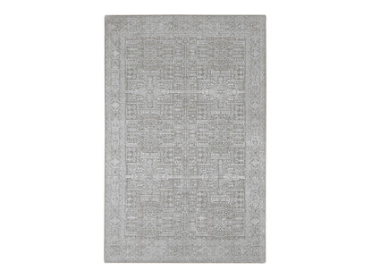 Modern / Contemporary hand-knotted wool/silk rug in Gray, 5'9" x 9' — SKU O080978