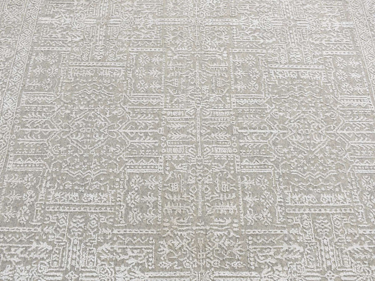 Modern / Contemporary hand-knotted wool/silk rug in Gray, 5'9" x 9' — SKU O080978 (view 8)