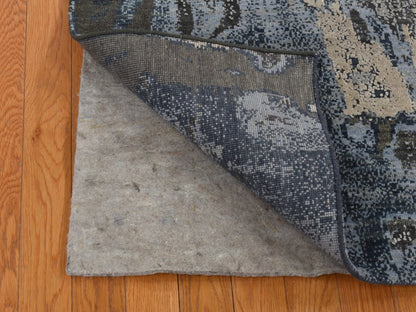 Blue 6'0" x 9'2" Modern and Contemporary Hand knotted Wool/Silk Rug - Sku: O080981