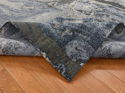 Blue 6'0" x 9'2" Modern and Contemporary Hand knotted Wool/Silk Rug - Sku: O080981