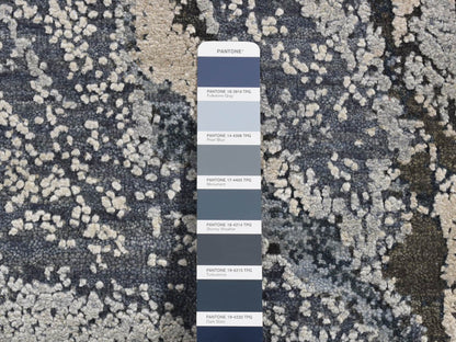 Blue 6'0" x 9'2" Modern and Contemporary Hand knotted Wool/Silk Rug - Sku: O080981
