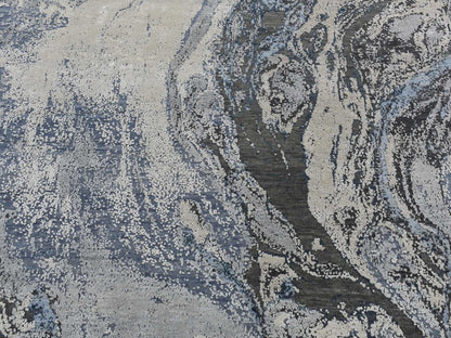 Blue 6'0" x 9'2" Modern and Contemporary Hand knotted Wool/Silk Rug - Sku: O080981