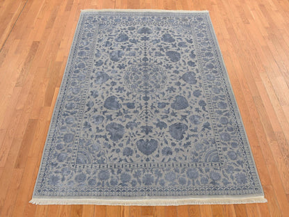 Kashan Fine Oriental hand-knotted wool/silk rug in Gray, 5'7" x 7'10" — SKU O080982 (view 2)