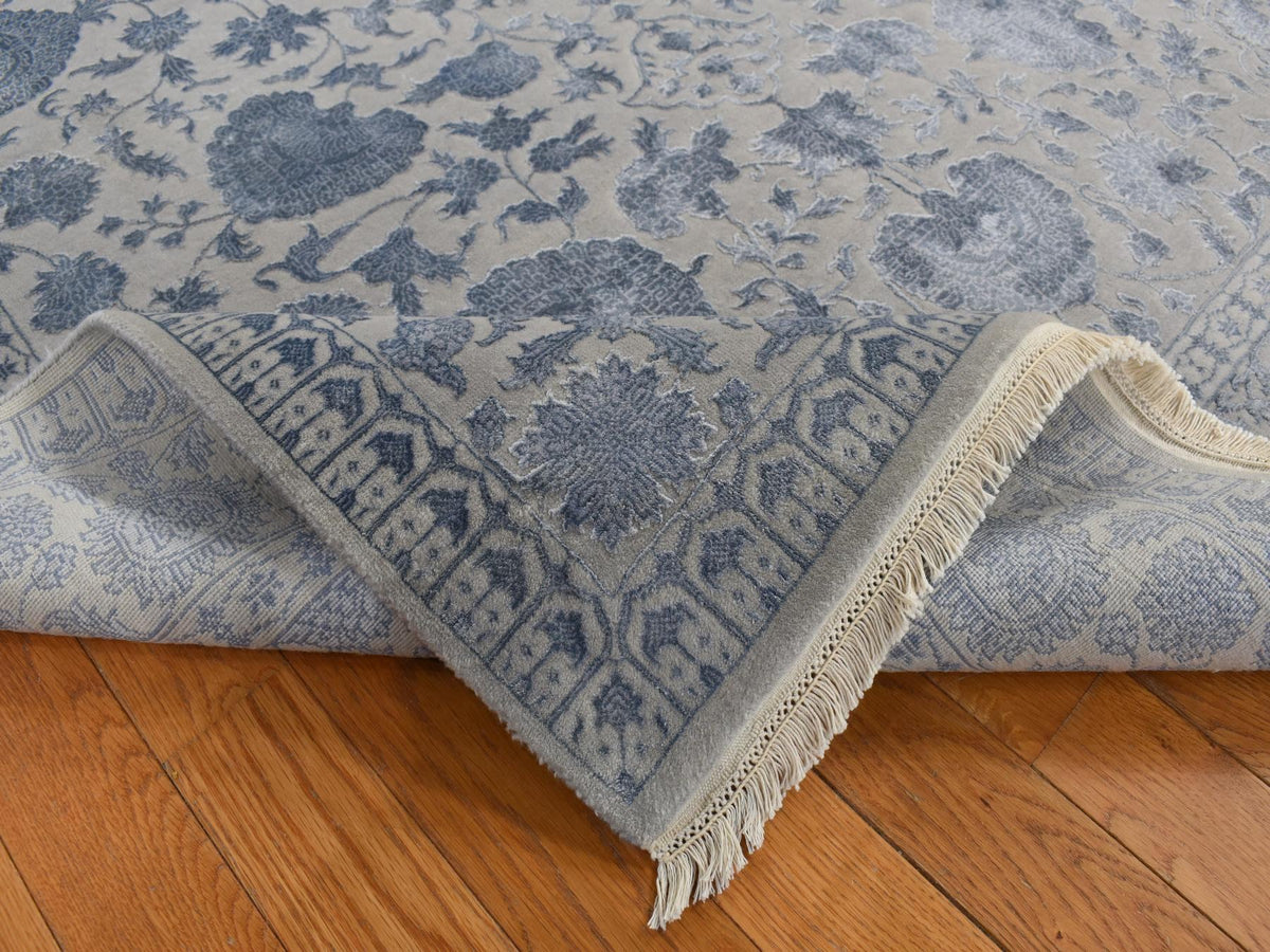 Kashan Fine Oriental hand-knotted wool/silk rug in Gray, 5'7" x 7'10" — SKU O080982 (view 5)