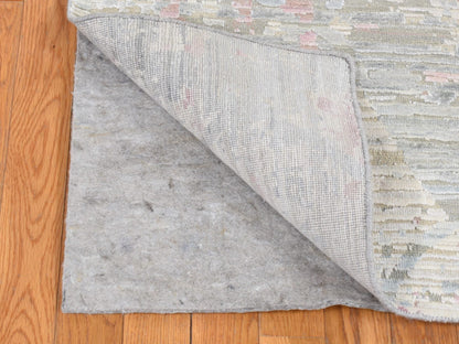 Ivory 5'9" x 9'3" Modern and Contemporary Hand knotted Wool/Silk Rug - Sku: O080986